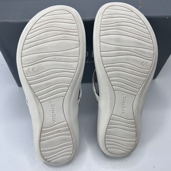 Vionic Raysa Leather Slip On Sandals White/Grey H9679L1100 Women's US 5 M - Picture 9 of 10